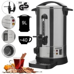 AREBOS Distributeur De Boisson Électrique Robinet Thermostat Acier In...