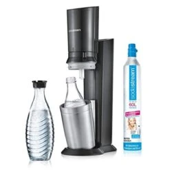 SodaStream Crystal 2.0 Machiné à Soda 0.6L Plastique Inox Verre Argent Titane