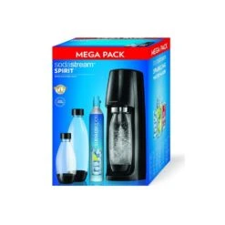 SodaStream Machine à Gazéifier Mega Pack Spirit Noire - SPIRITMEGAPACKN