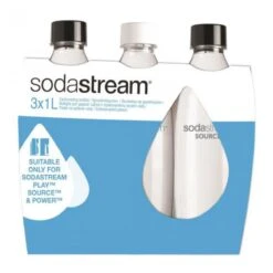 SodaStream Pack De 3 Bouteilles De 1l Pour Machines à Gazéifier Noir Et Blanc -...